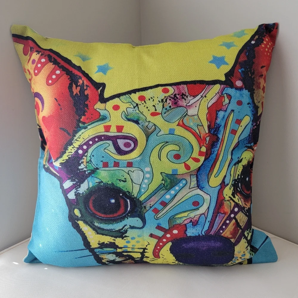 Dog Design Colorful Dog Art Throw Pillow cover
